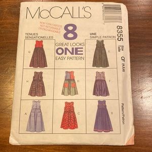 McCall’s 8 Dress Jumpers 1 Easy Sewing Pattern #8355 Uncut Cottagecore 4 5 6 NEW